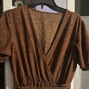 Leopard Print V-Neck Wrap Top